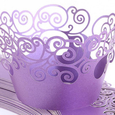 

FUNNYBUNNY Filigree Artistic Muffin Cupcake Paper Cup Liners Vine Lace Laser Cupcake Wrappers for Wedding Party Birthday Decor