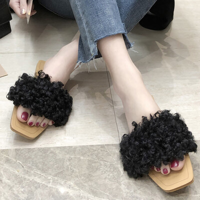 

Rose Womens Fashion Hair Ball Low Heel Sandals Beach Shoes Flat Non-Slip Slippers
