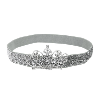 

Baby Infant Glitter Crystal Crown Headband Stretchable Hairband Turban
