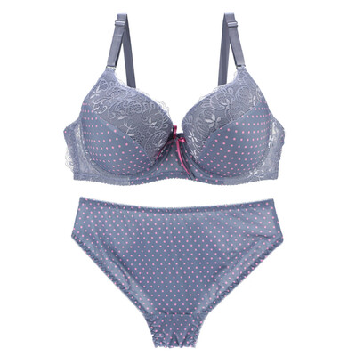 

Toponeto Fashion New Women Bra Cup Bra Lace Dot Print Bra Suit Sexy Underwear Suit
