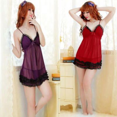 

Sexy Lingerie Lace Dress sleeveless Babydoll Women Underwear Nightwear Sleepwear