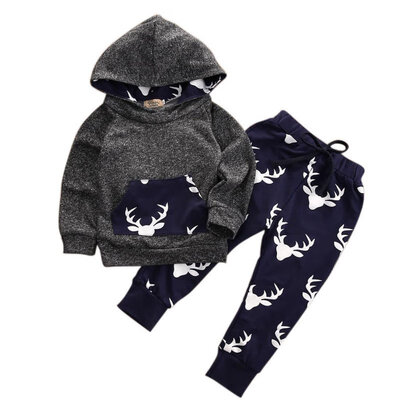

Long Sleeve Baby Pullovers Infants Boys Clothes Set Cotton Coat TopsPants Outwear Spring