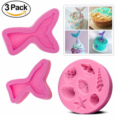 

Set of 3 Silicone Fondant Cake Molds Non-stick BPA Free DIY Baking Decoration Tool