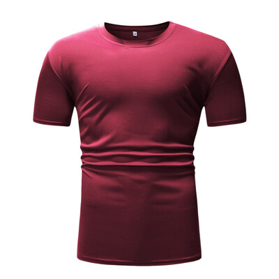 

Men T-shirt Quick-dry Round Neck Solid Color Outdoor Sport Top