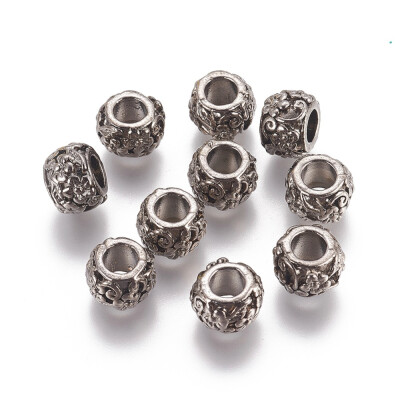 

Alloy European Beads Large Hole Beads Rondelle Gunmetal 10x7mm Hole 5mm