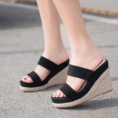 

Rose Womens Fashion Wedges Open Toe Weaving Flats Beach Shoes Roman Sandals Slippers