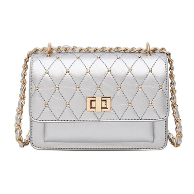 

Chain small bag female 2019 new Korean chic embroidery line Lingge small square bag Hong Kong style wild single shoulder Messenger bag