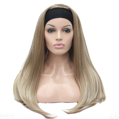 

StrongBeauty Long 34 womens wigs hairpiece Straight with Adjust Black Headband Blonde Highlighted wig Synthetic Hair