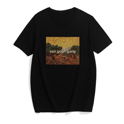 

Women T Shirt Van Gogh Art Oil Painting Lattice Print Cute Plus Size Female T-shirt Casual Harajuku T-shirts Camisetas Mujer