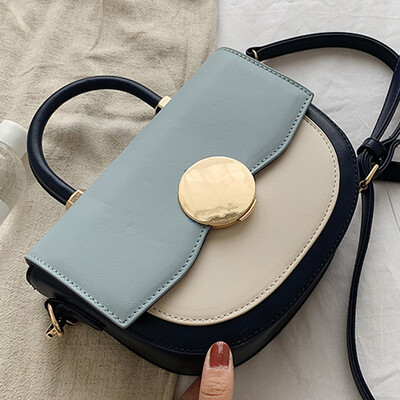 

Summer women 2019 new Korean portable Joker shoulder bag fashion texture contrast slung saddle bag