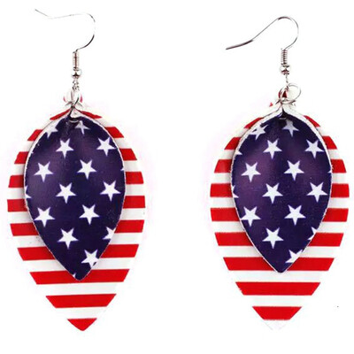 

American Flag Earrings Pu leather Earrings July 4th Independence Day Teardrop Earrings Jewelry Gift