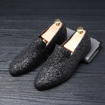 

Pointed leather shoes Korean rhinestone personality mens shoes