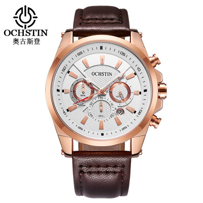 

Augustus OCHSTIN multi-function three-eye calendar multi-function leather mens watch mens watch