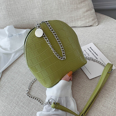 

2019 new Korean version of shell bag woman slanted mini stone grain women bag chain carrying single shoulder bag tide