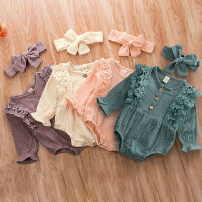 

NEW Newborn Baby Kids Girls Infant Romper Jumpsuit Bodysuit Cotton Outfit Set