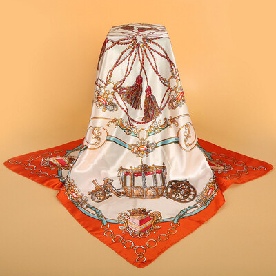 

Simulation silk scarf spot wholesale 90cm satin large square scarf Yiwu scarf factory direct sales special gift