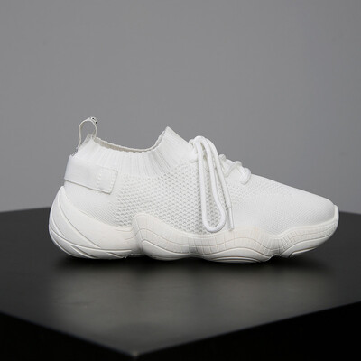 

Women Shoes Plus Size Flyknit Sneakers Women New Vulcanized Shoes Casual Female Slip On Flat Shoes White Mesh Walking Footwear