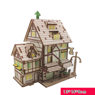 

Gotoamei 3D Wooden Puzzle DIY Building Model Dollhouse Style House Jigsaw Puzzle Kid Toys