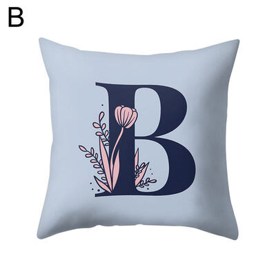 

Modern Capital Letter Flower Pillow Case Waist Throw Cushion Cover Home Decor