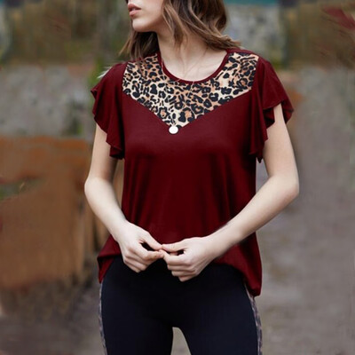 

Nomeni Women Summer Fashion Casual Leopard Short Sleeve O-Neck Tops T-Shirt
