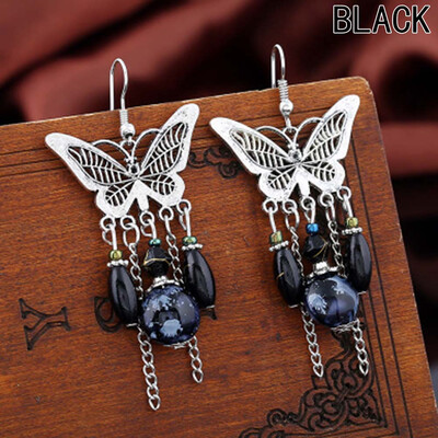 

Round Vintage Turquoise Hollow out Butterfly Pendant Earrings Crystal Jewelry