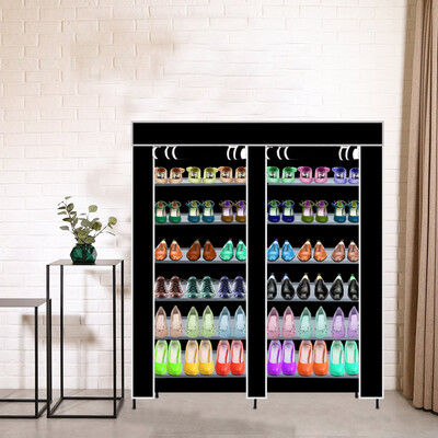 

Siaonvr Double Row 7Layer 6 Grid Waterproof Shoe Rack Roller Blind Shoe Cabinet