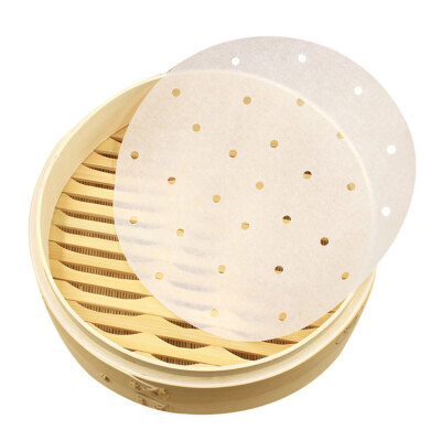 

100 Pcs 9 Inch Food Graded Perforated Steamer Paper Liners Round Disposable Non Stick Mat Baking Cooking