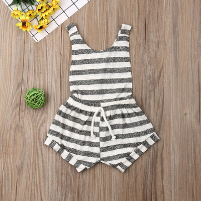 

Toddler Baby Girl Kid Sleeveless Backless Striped Romper Jumpsuit Outfits