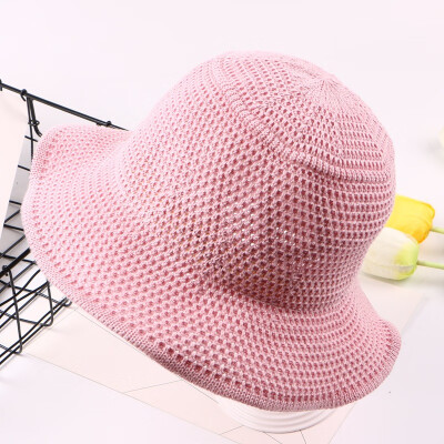 

Spring&summer retro solid-color knitted fisherman hat female Korean version can fold sun hat set casual wave edge basin hat