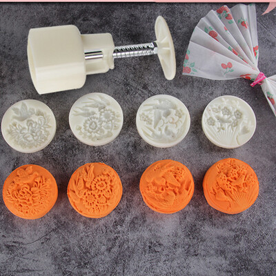 

Toponeto Mooncake Mold Flower Mid-autumn Festival Hand Press Moon Cake Cutter Molds Set