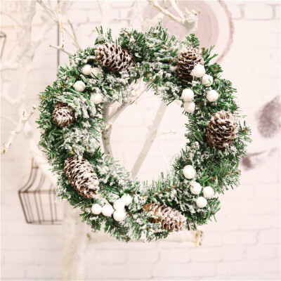 

〖Follure〗30cm Christmas Pine Cone Snowflake Wreath Door Wall Ornament Garland Decoration