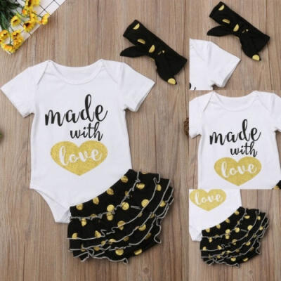 

Toddler Baby Girls Tops Romper Sequin Tutu Shorts Outfits Set Clothes