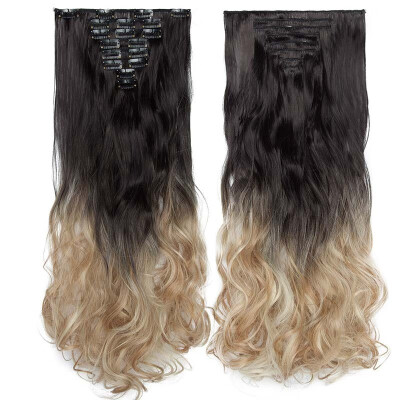 

Full Head Clip Synthetic in Hair Extensions 8 Piece 18 Clips Hairpiece Long Wave Curly Straight for Women