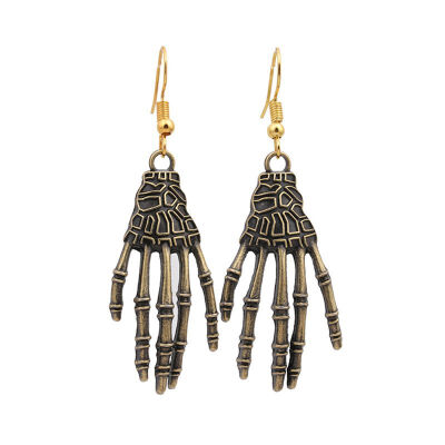 

Women Fashion Concise Personality Halloween Party Skeleton Bone Palm Shape Spider Dangle Earrings