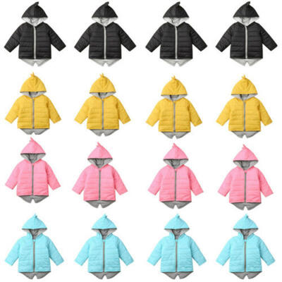 

Kids Baby Girl Boy Padded Winter Coat Hoodie Dinosaur Jacket Top Warm Outwear US