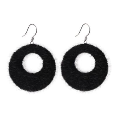 

EK2061 European Exaggerated Hair Fur Circle Drop Earrings for Women Fashion Jewelry Simple Big Round Pompom Plush Brincos LOVE