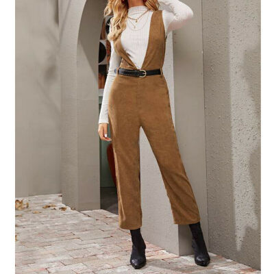 

Women Causal High Waist V-Neck Sleeveless Pants Ladies Jumpsuit Long Trousers