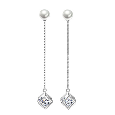 

zheFanku Silver Color Long Fashion Elegant Stud Earrings Female ROmantic gift Earrings
