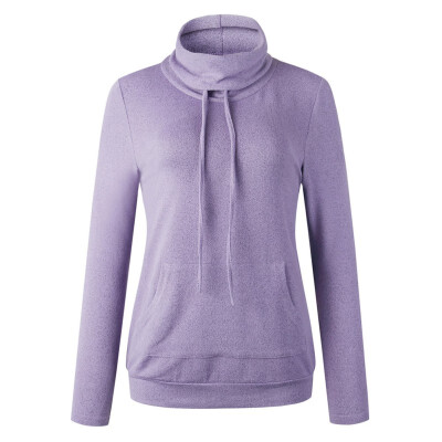 

Fashion Turtleneck Pocket Tether Women Hoodies Sweatshirts Loose Casual Long Sleeve Hooded Pullover Tops