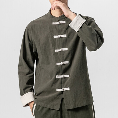 

Toponeto Mens New Winter Style Ethnic Style Large Pure Linen Blouse Comfortable Coat