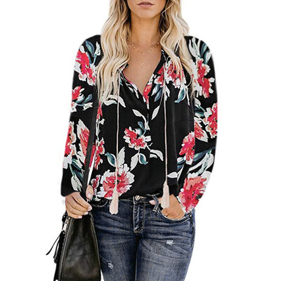 

Starmoon Fashion Womens Floral Print V Neck Long Sleeve Shirts Casual Loose Blouses Tops