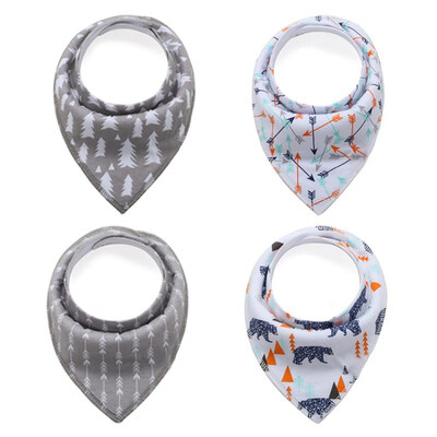 

4pcslot Baby Bandana Bibs ins burp saliva towel cartoon Children cloths triangle cotton Boy&Girl bib babador accessories