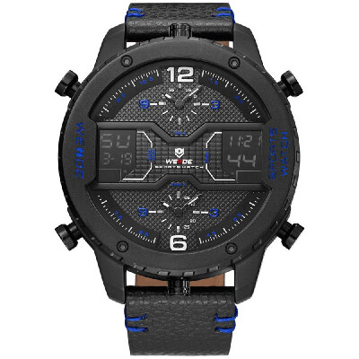 

WEIDE WH6401 Dual Display Two Movement Quartz Digital Men Watch Luminous Sports 3ATM Waterproof 53mm Big Dial Large Face Week Date