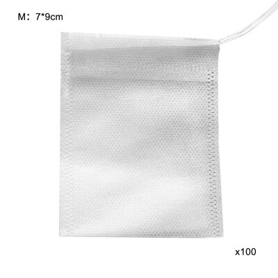 

100Pcs Ultra Thin Disposable No-woven Drawstring Tea Bag Mesh Filter Strainer