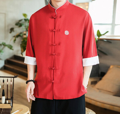 

Toponeto Chinese Fashion Mens Cotton-linen Short-sleeved Top in Spring&Summer