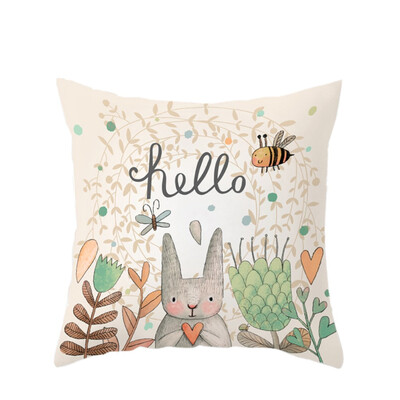 

〖Follure〗Easter Rabbit Print Pillow Case Polyester Sofa Car Cushion Cover Home Decor