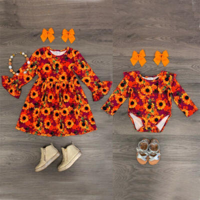 

Baby Girls Newborn Romper Bodysuit Jumpsuit Kid Dress Sister Matching Clothes