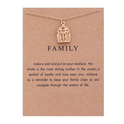 

Fashion Jewelry New Gold-color Family House Cage Clavicle Bones Pendant Short Chocker Necklace For Women