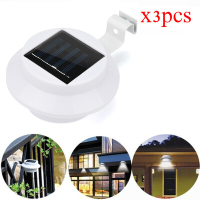 

〖Follure〗3pcs 3LED Solar Powered Gutter Light Outdoor Yard Wall Fence Pathway Lamp