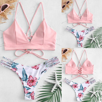 

Roseonmyhand WWomens Bikini Cut Flower Two Piece Swimsuit Pushups Swimwear Beachwear